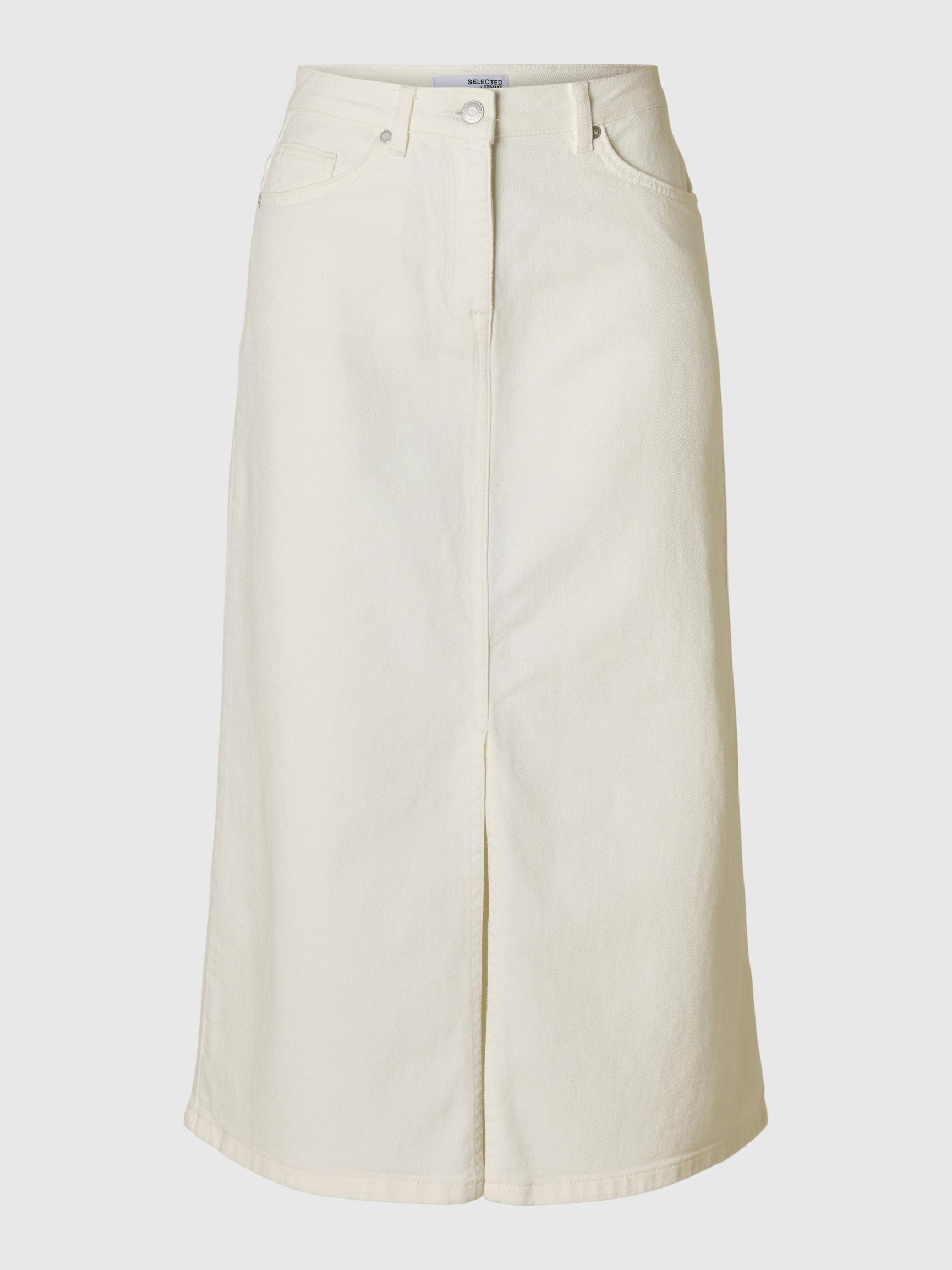 DENIM MIDDELLANGE ROK, Snow White, highres