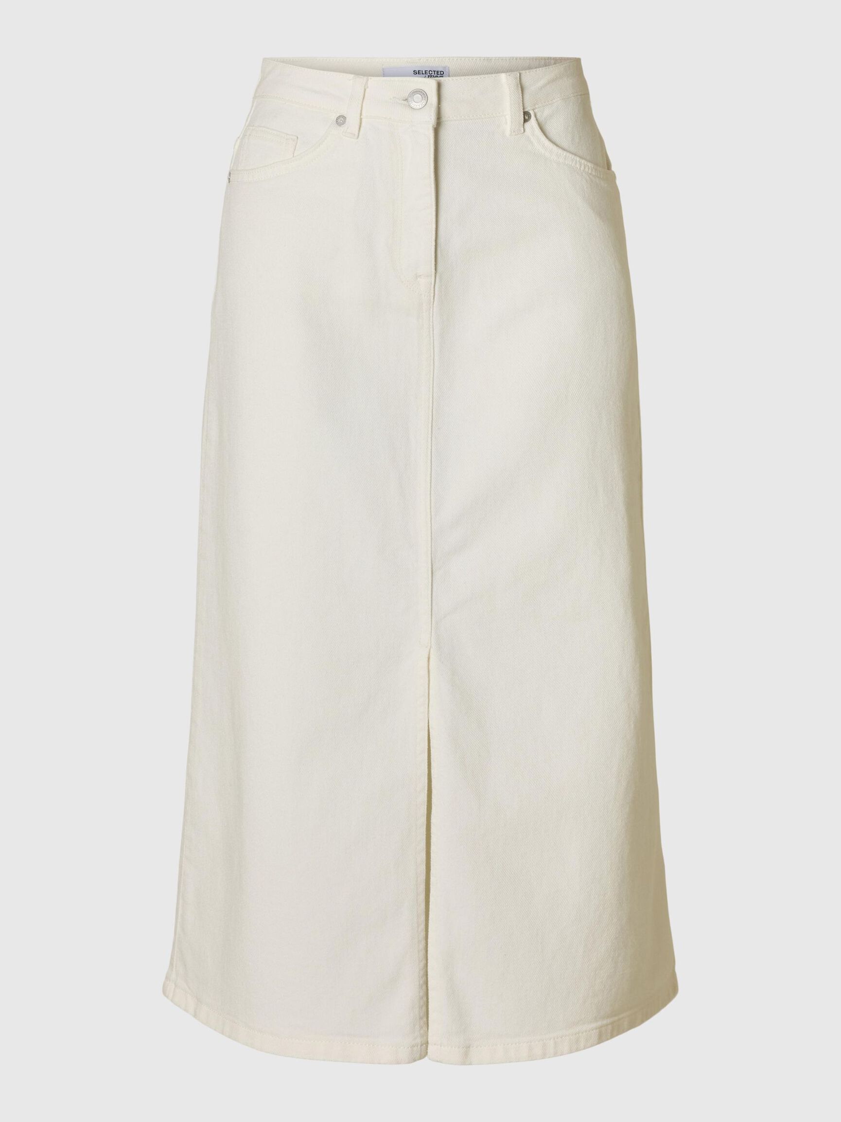 DENIM MIDDELLANGE ROK, Snow White, highres