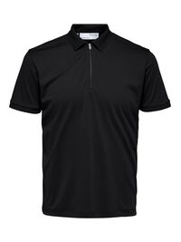 ZIPPER POLO SHIRT, Black, highres