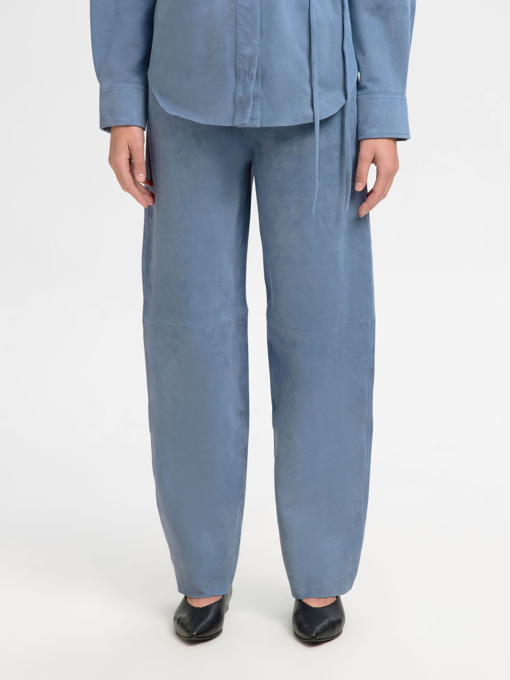 SUEDE TROUSERS, Blue Mirage, highres