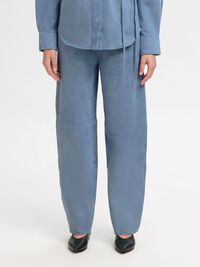 SUEDE TROUSERS, Blue Mirage, highres