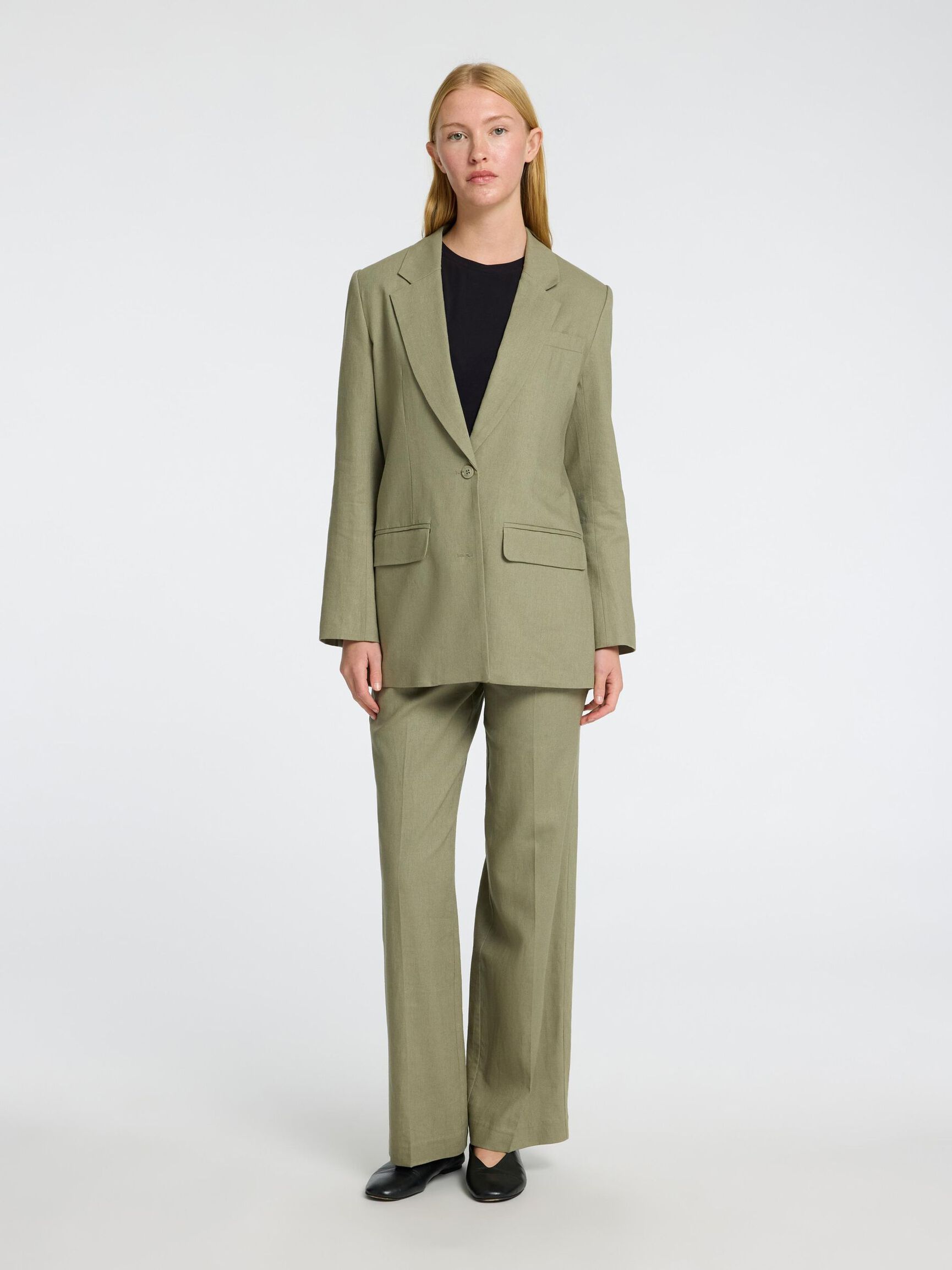 RELAXED FIT SINGLE-BREASTED BLAZER, Vetiver, highres