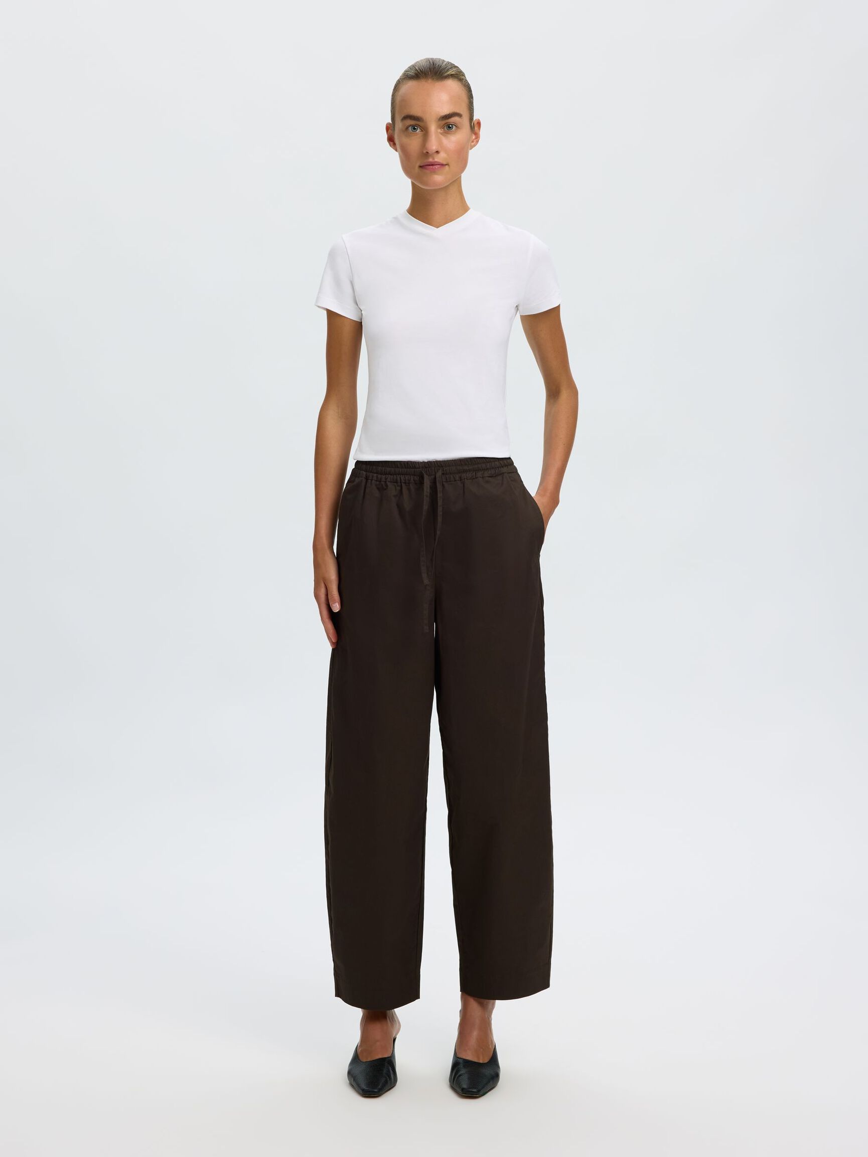 COTTON BLEND BARREL FIT TROUSERS, Delicioso, highres