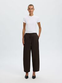 COTTON BLEND BARREL FIT TROUSERS, Delicioso, highres