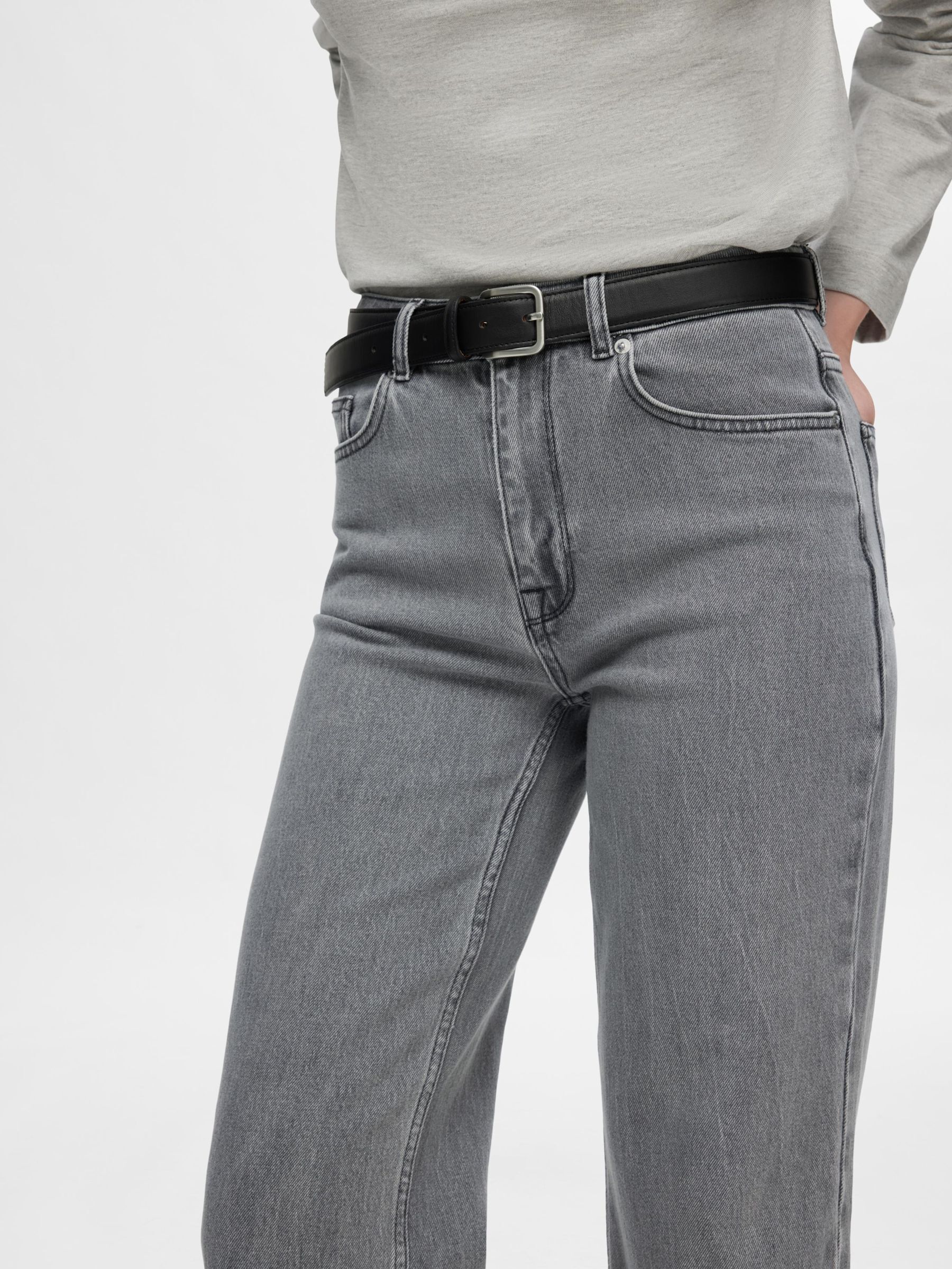 GREY WIDE FIT JEANS | Grey | Selected