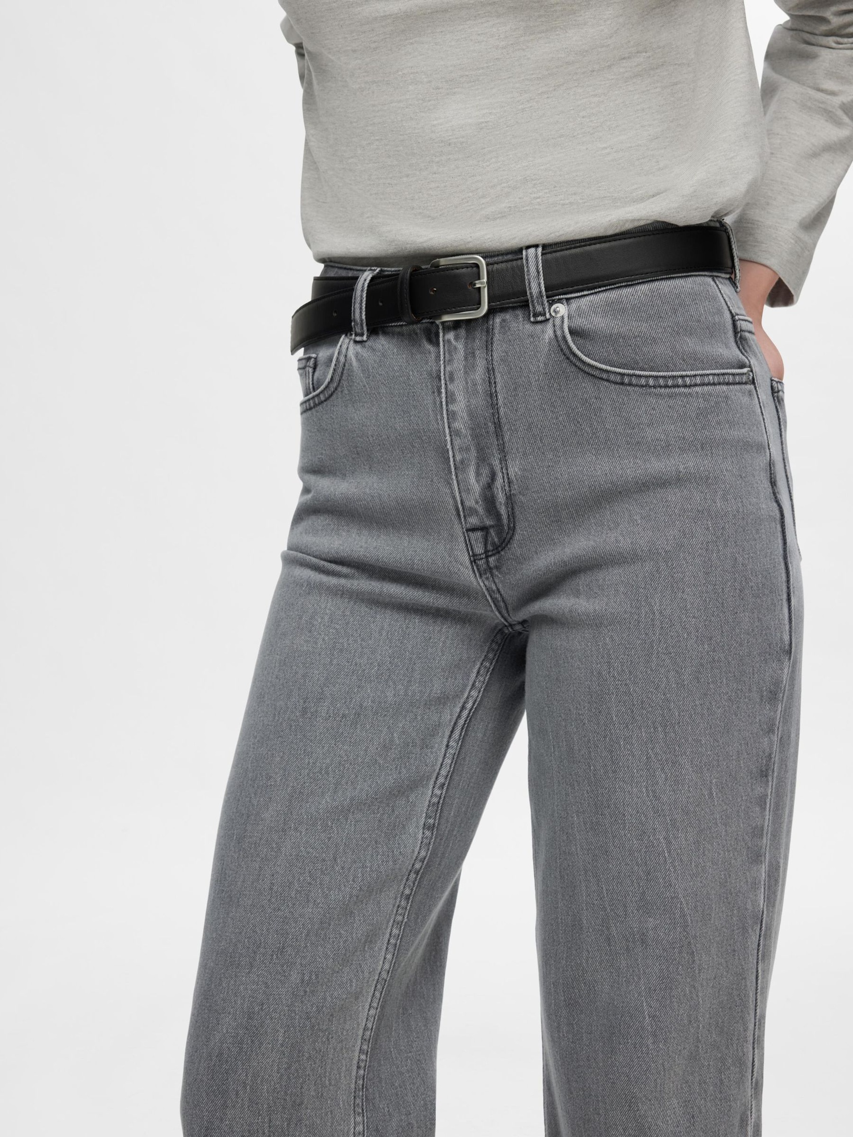 GRÅ WIDE FIT JEANS, Light Grey Denim, highres