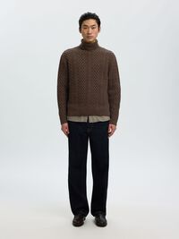 CABLE KNIT TURTLENECK, Delicioso, highres