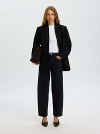 HIGH WAIST BARREL FIT JEANS, Black Denim, highres