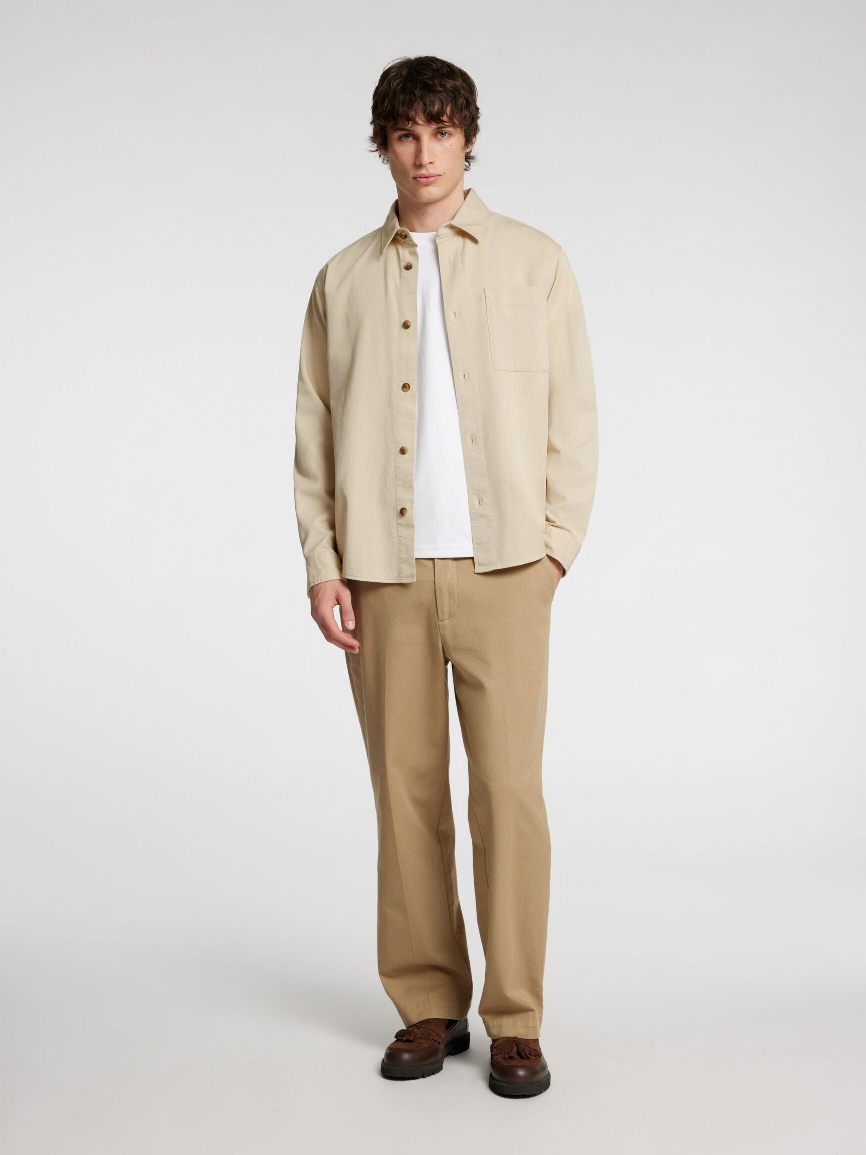 LONG SLEEVED OVERSHIRT, Oatmeal, highres