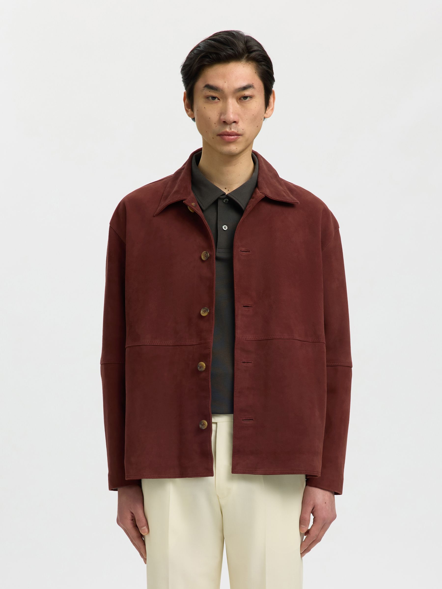 100% SUEDE OVERSHIRT, Cherry Mahogany, highres
