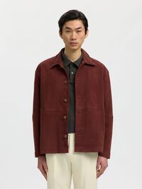 100% SUEDE OVERSHIRT, Cherry Mahogany, highres