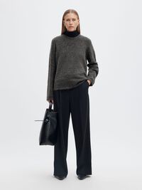 WOOL BLEND KNITTED JUMPER, Medium Grey Melange, highres