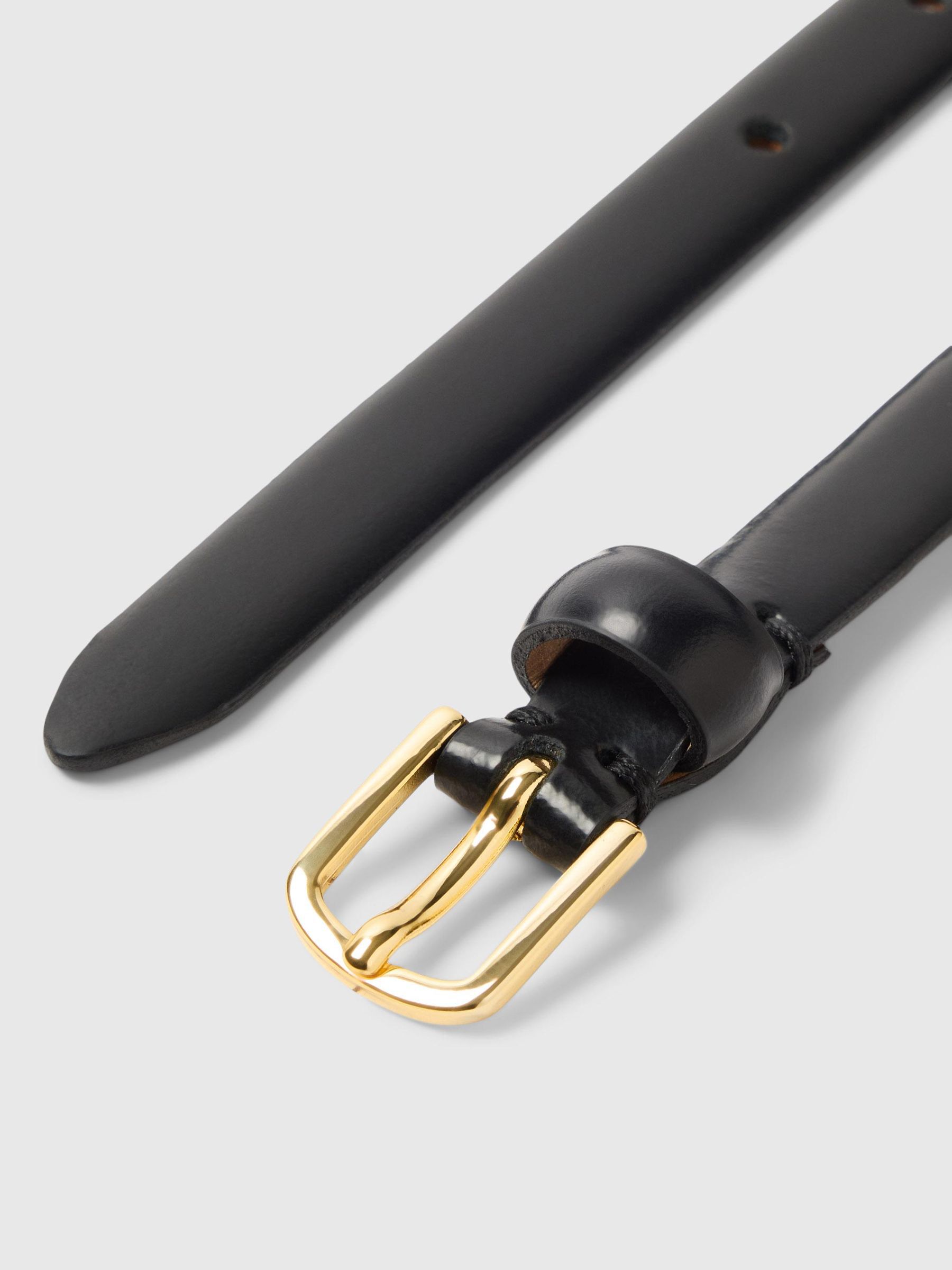 THIN LEATHER BELT, Black, highres