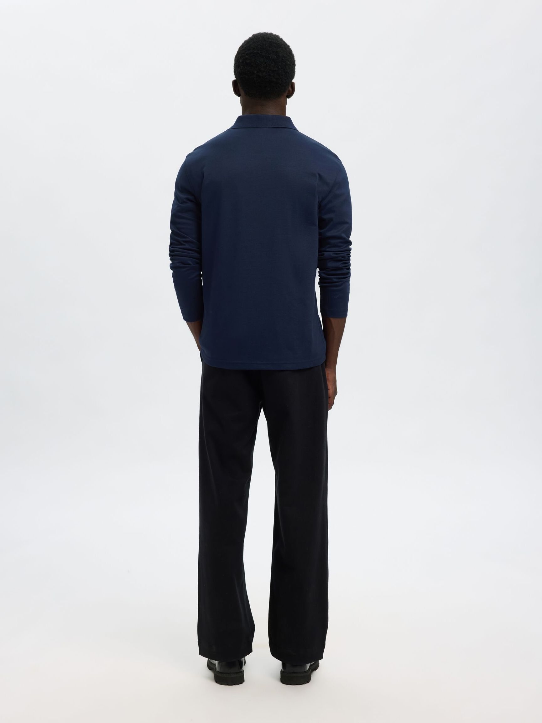 COTTON BLEND POLO SHIRT, Navy Blazer, highres