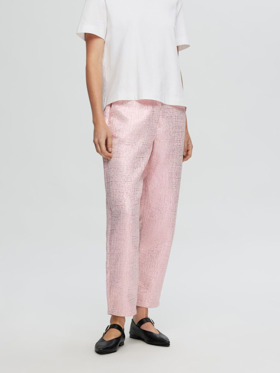 Selected METALLIC JACQUARD CROPPED HOSE, Cradle Pink, highres - 16097380_CradlePink_003.jpg