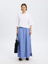 GESTREEPT MAXI ROK, Dazzling Blue, highres