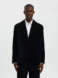 VELVET BLAZER, Black, highres