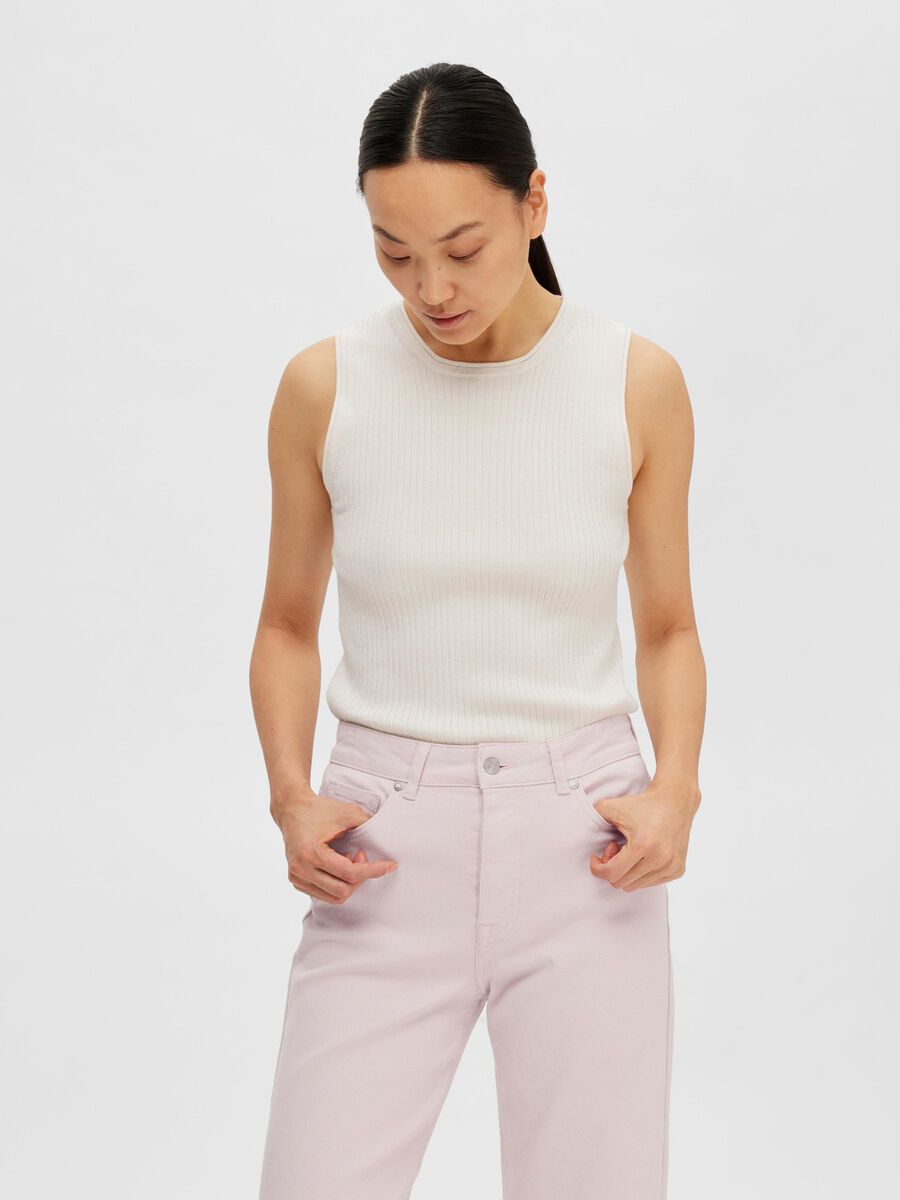 Selected SLEEVELESS KNITTED TOP, Birch, highres - 16089110_Birch_1016346_003.jpg