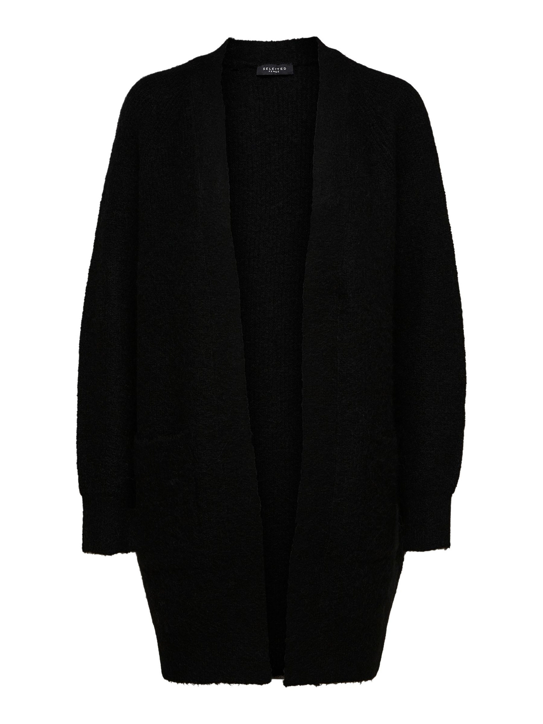LÅNG STICKAD KOFTA, Black, highres