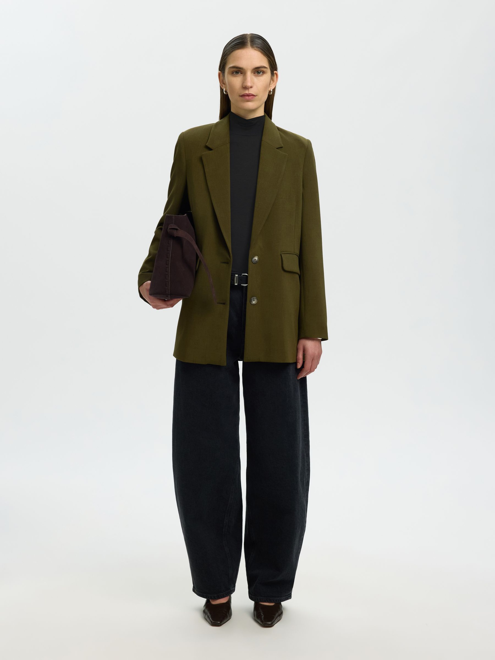 BASIC HØJ HALS TOP MED LANGE ÆRMER, Black, highres