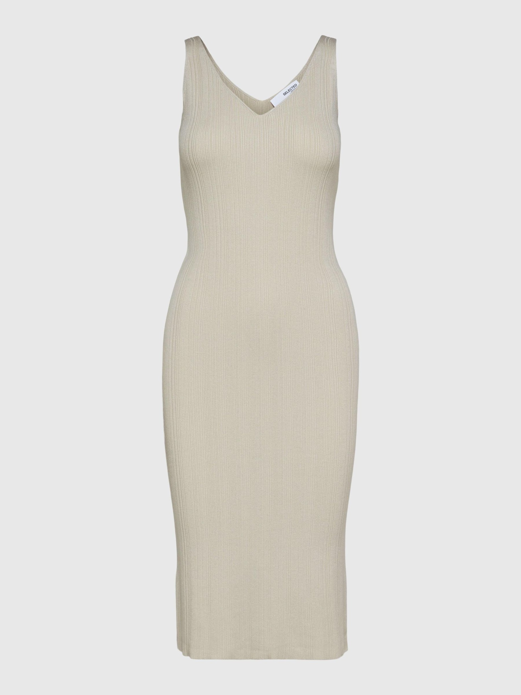 KNITTED MIDI DRESS, Birch, highres