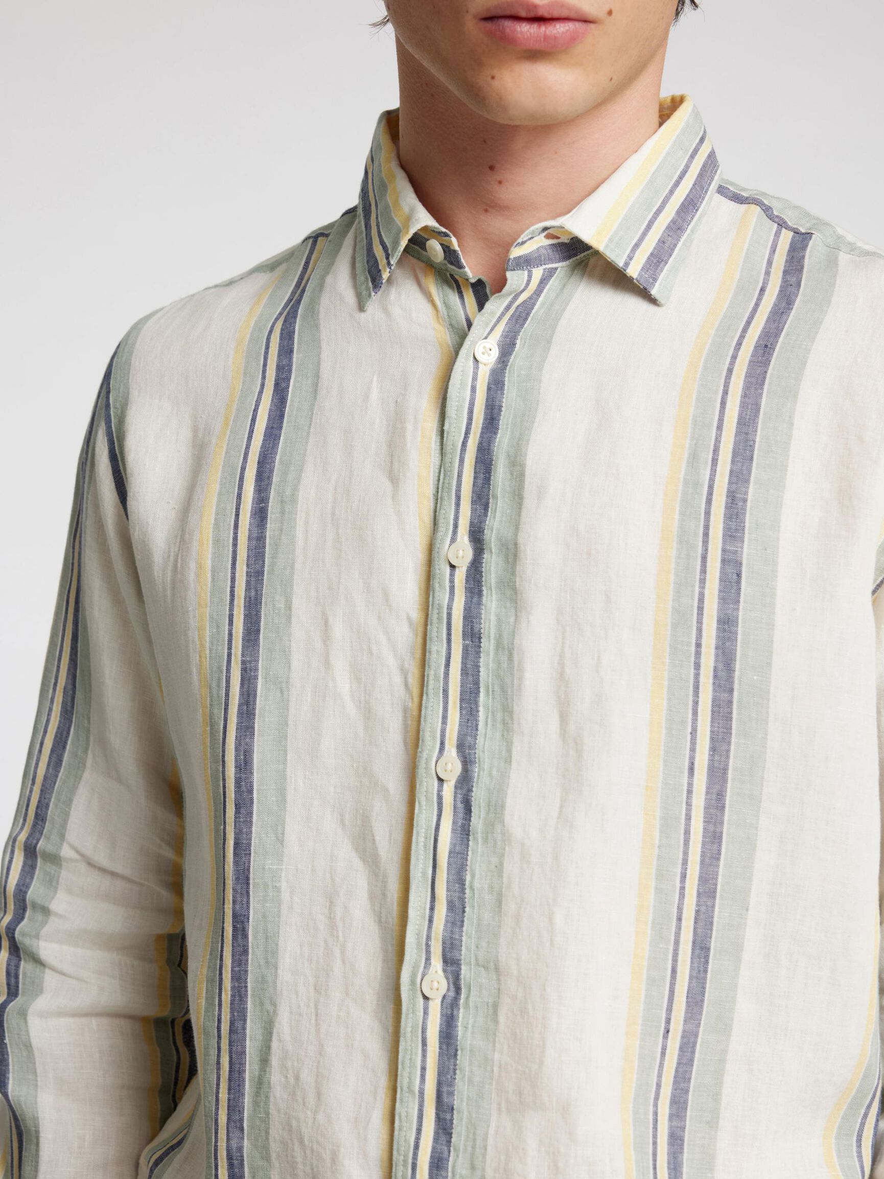 LANGE MOUWEN LINNEN BLOUSE, Egret, highres