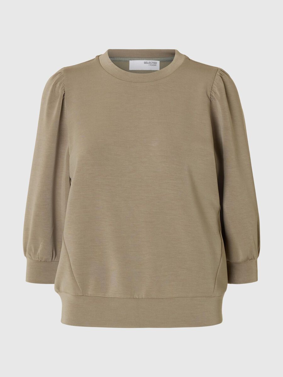 Selected PUFF SLEEVE SWEATSHIRT, Vetiver, highres - 16082379_Vetiver_001.jpg