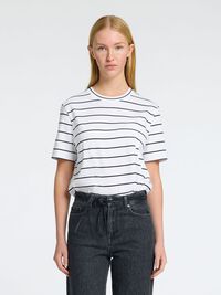 STRIPED BOXY FIT T-SHIRT, Bright White, highres