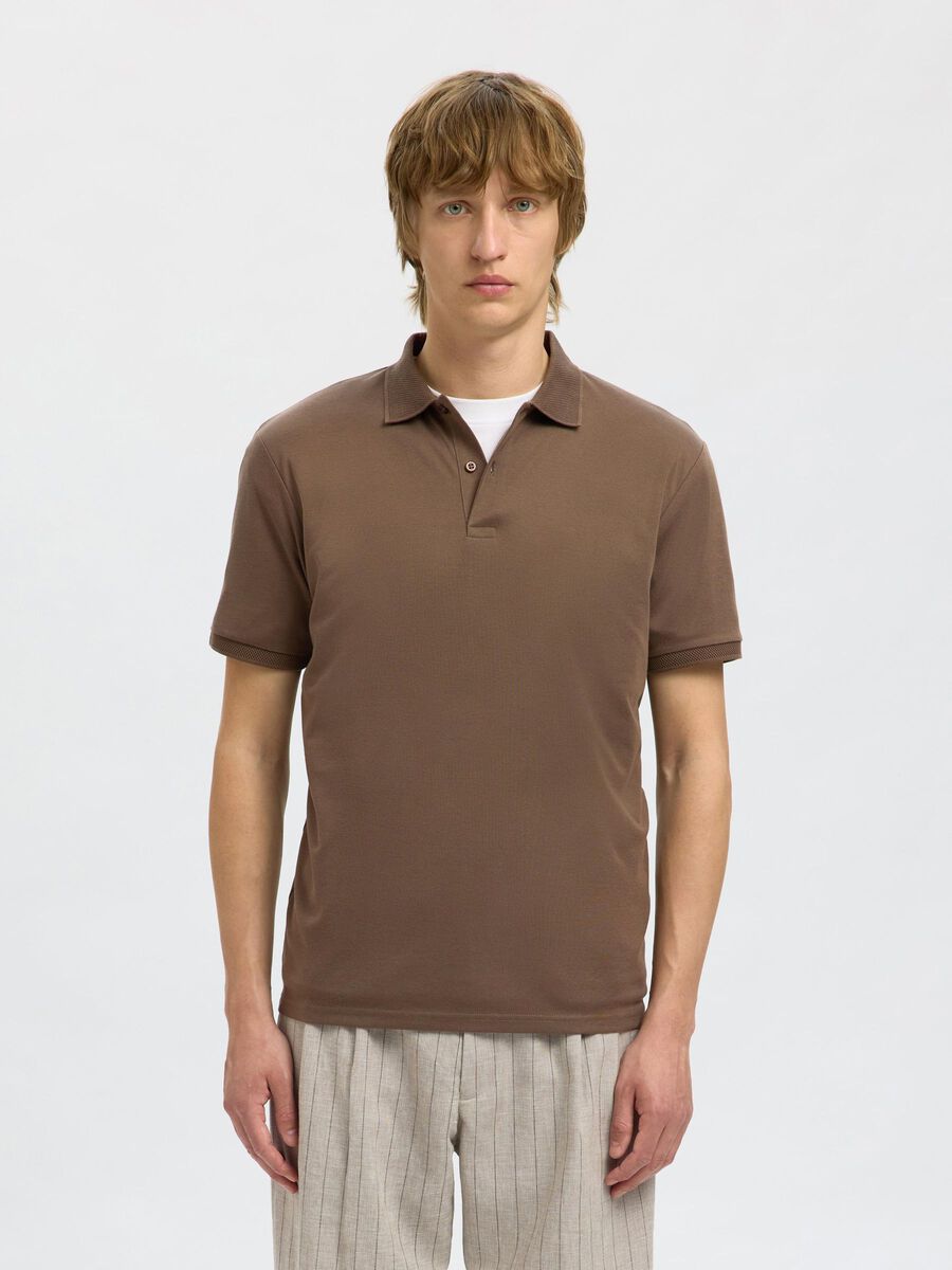Selected KURZARM POLO SHIRT, Morel, highres - 16099994_Morel_003.jpg