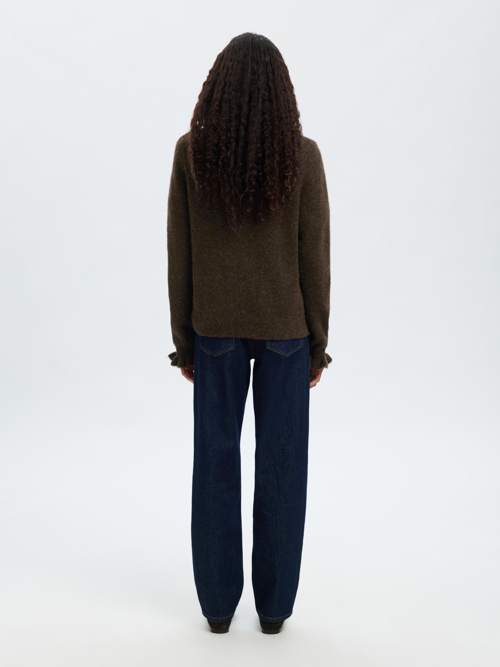 WOOL BLEND RUFFLED SLEEVE PULLOVER, Delicioso, highres