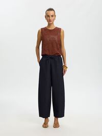 COTTON SLEEVELESS KNITTED TOP, Cherry Mahogany, highres