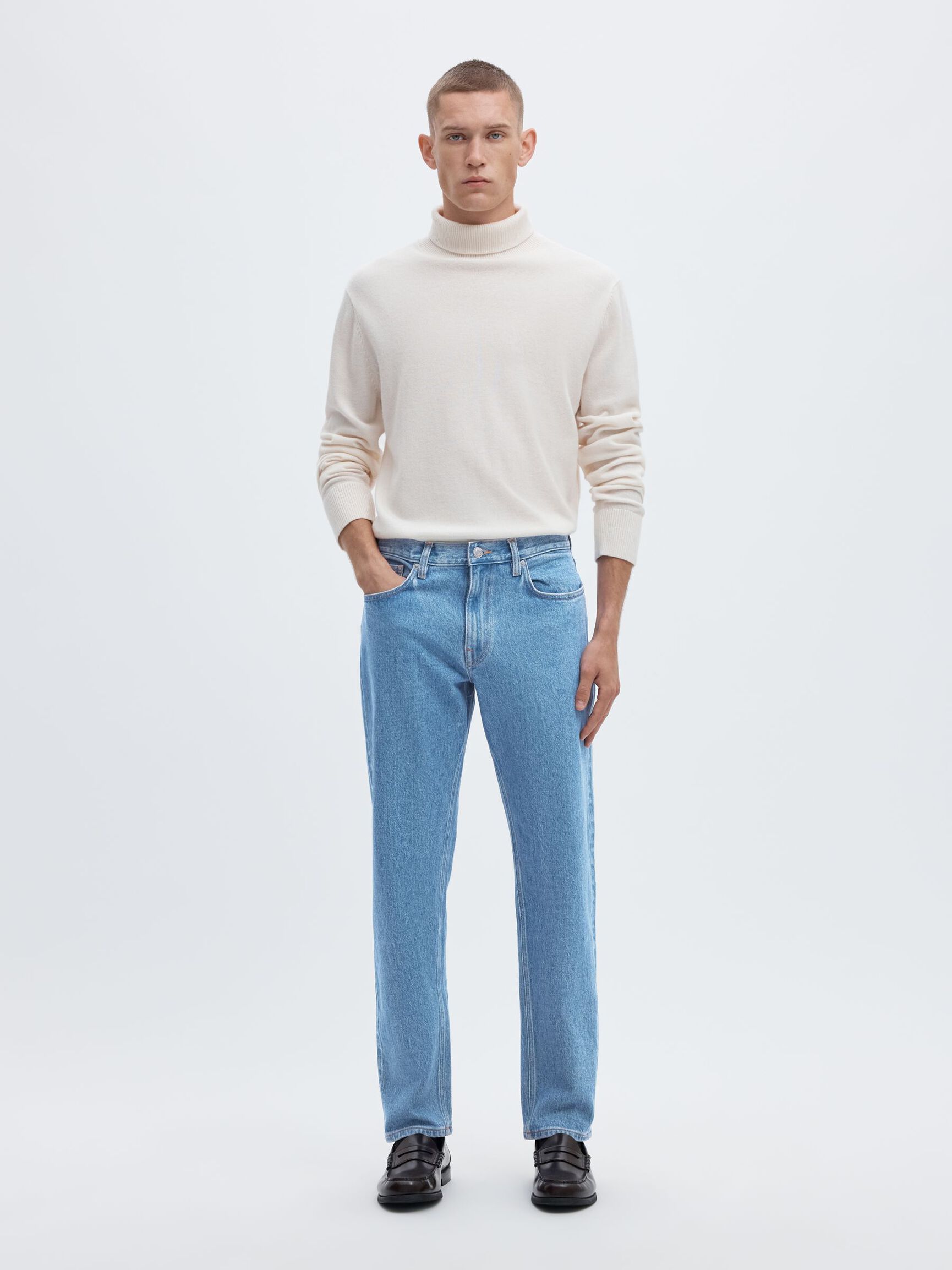 196 STRAIGHT FIT JEANS, Light Blue Denim, highres