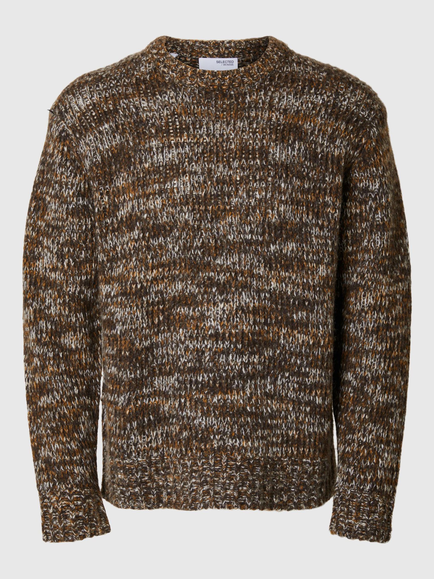 STRUCTURED WOOL BLEND PULLOVER, Chocolate Torte, highres