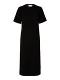 Selected EN MAILLE DE VISCOSE MÉLANGÉE ROBE MI-LONGUE, Black, highres - 16093057_Black_001.jpg