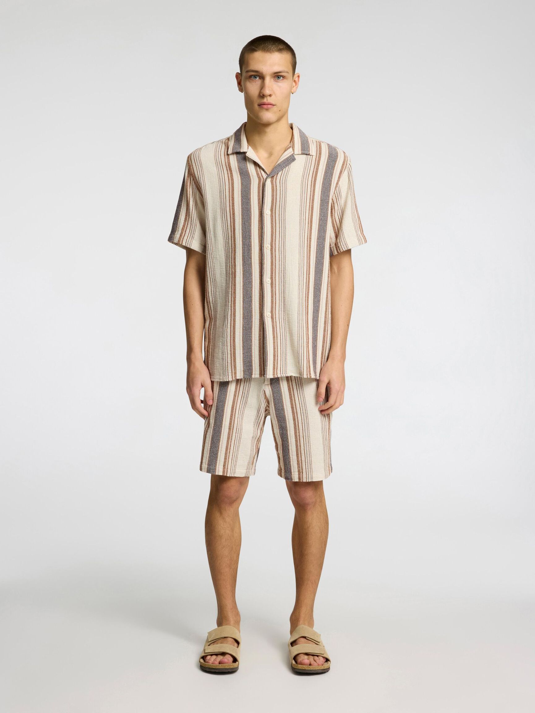 COTTON SHORT SLEEVED SHIRT, Egret, highres
