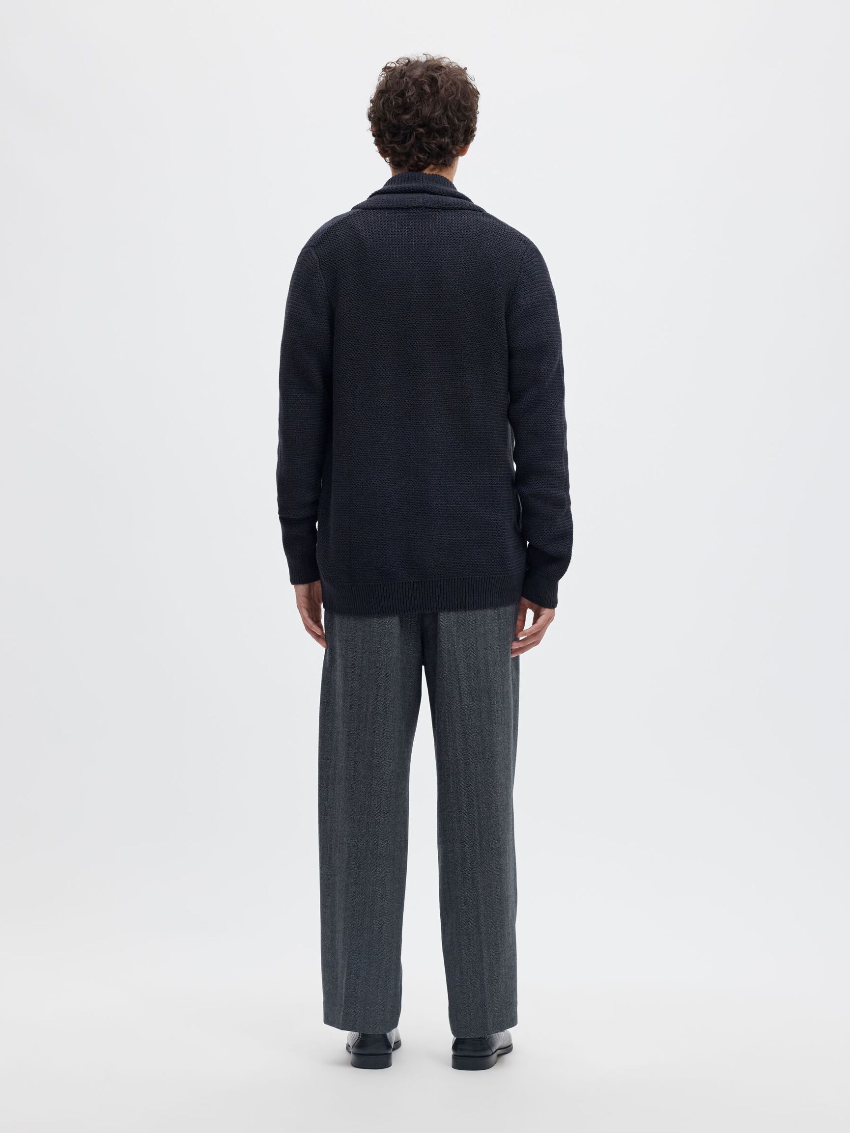 SHAWL-NECK KNITTED CARDIGAN, Maritime Blue, highres