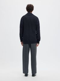 SHAWL-NECK KNITTED CARDIGAN, Maritime Blue, highres