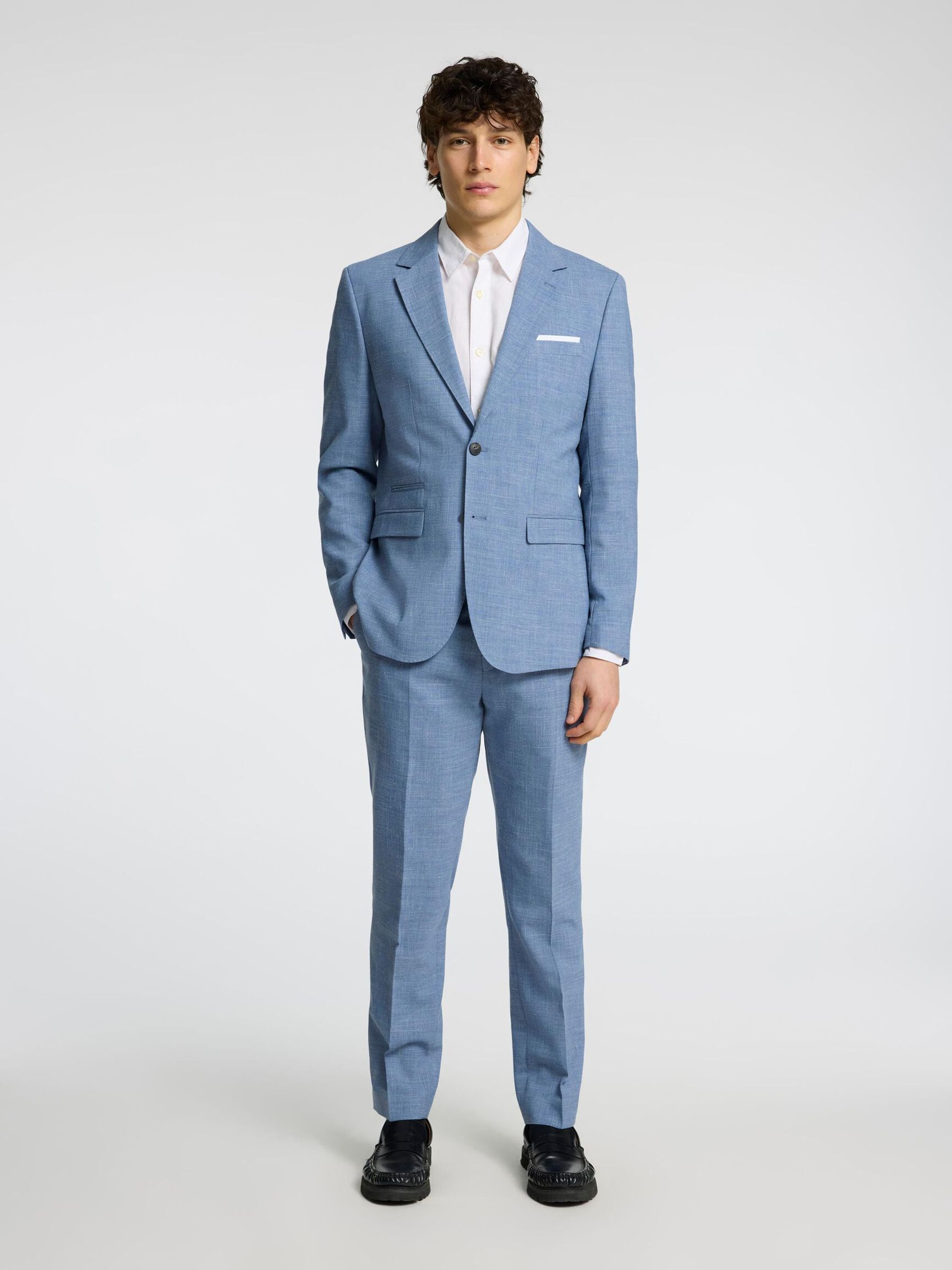 SLIM FIT SINGLE-BREASTED BLAZER, Stonewash, highres