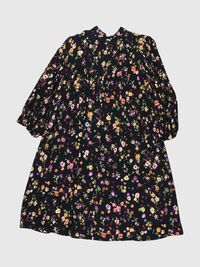FLORAL MINI DRESS, Black, highres