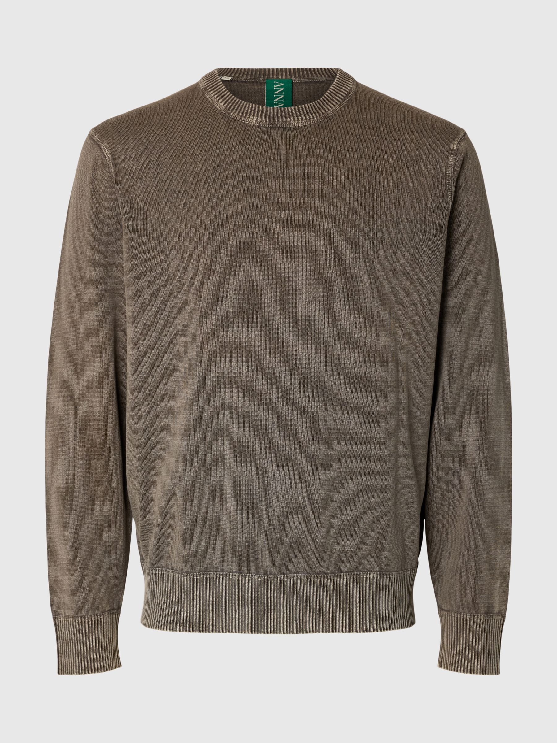 COTTON CREWNECK JUMPER, Dark Grey, highres