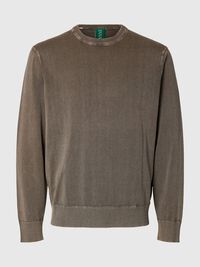 COTTON CREWNECK JUMPER, Dark Grey, highres