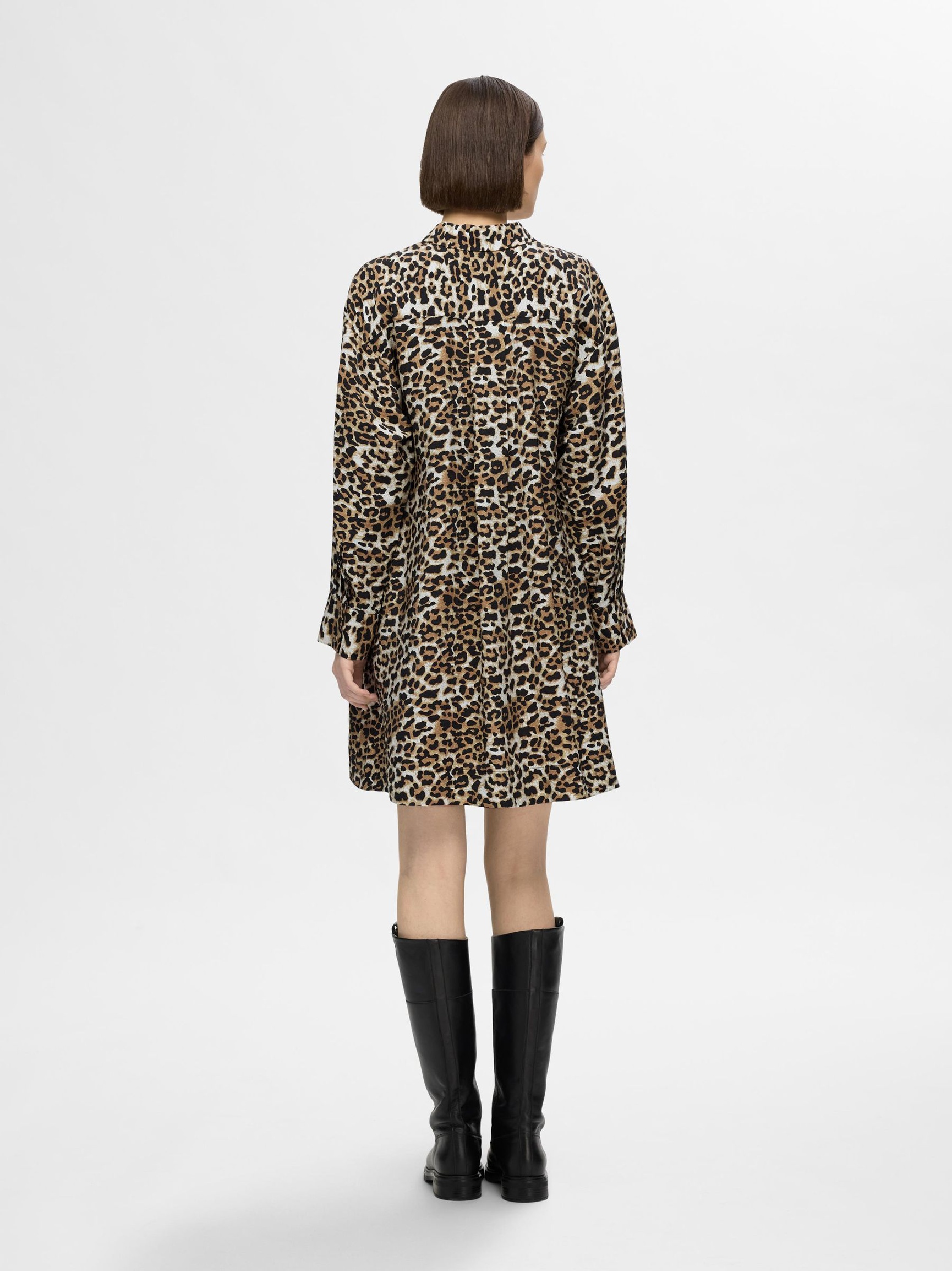 PRINTED SHIRT DRESS, Black, highres