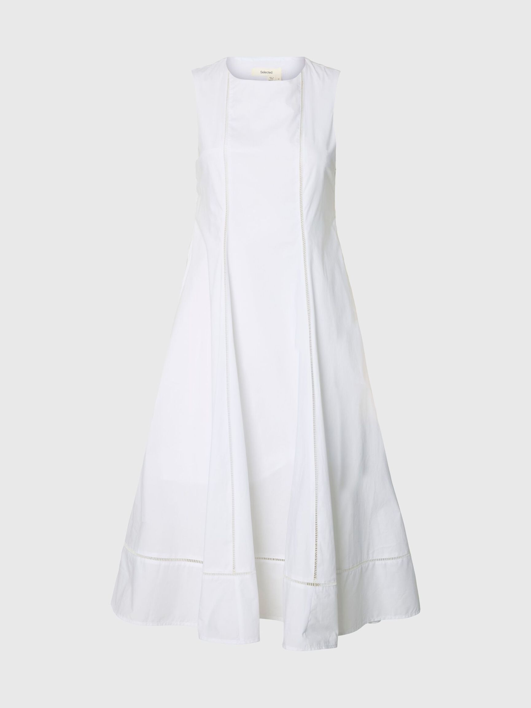 COTTON MIDI DRESS, Bright White, highres