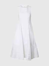 COTTON MIDI DRESS, Bright White, highres