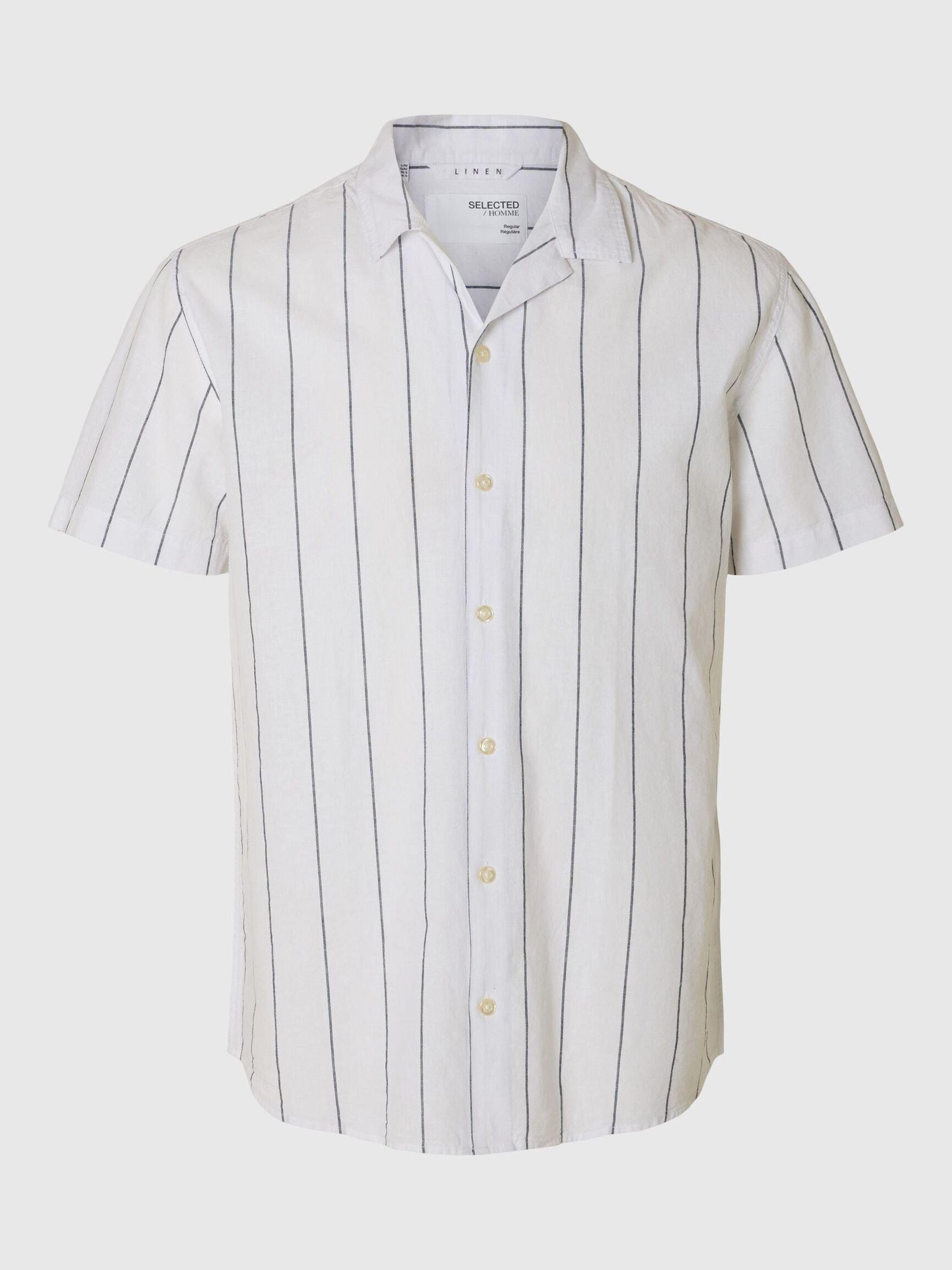 LIN MÉLANGÉ CHEMISE À MANCHES COURTES, White, highres