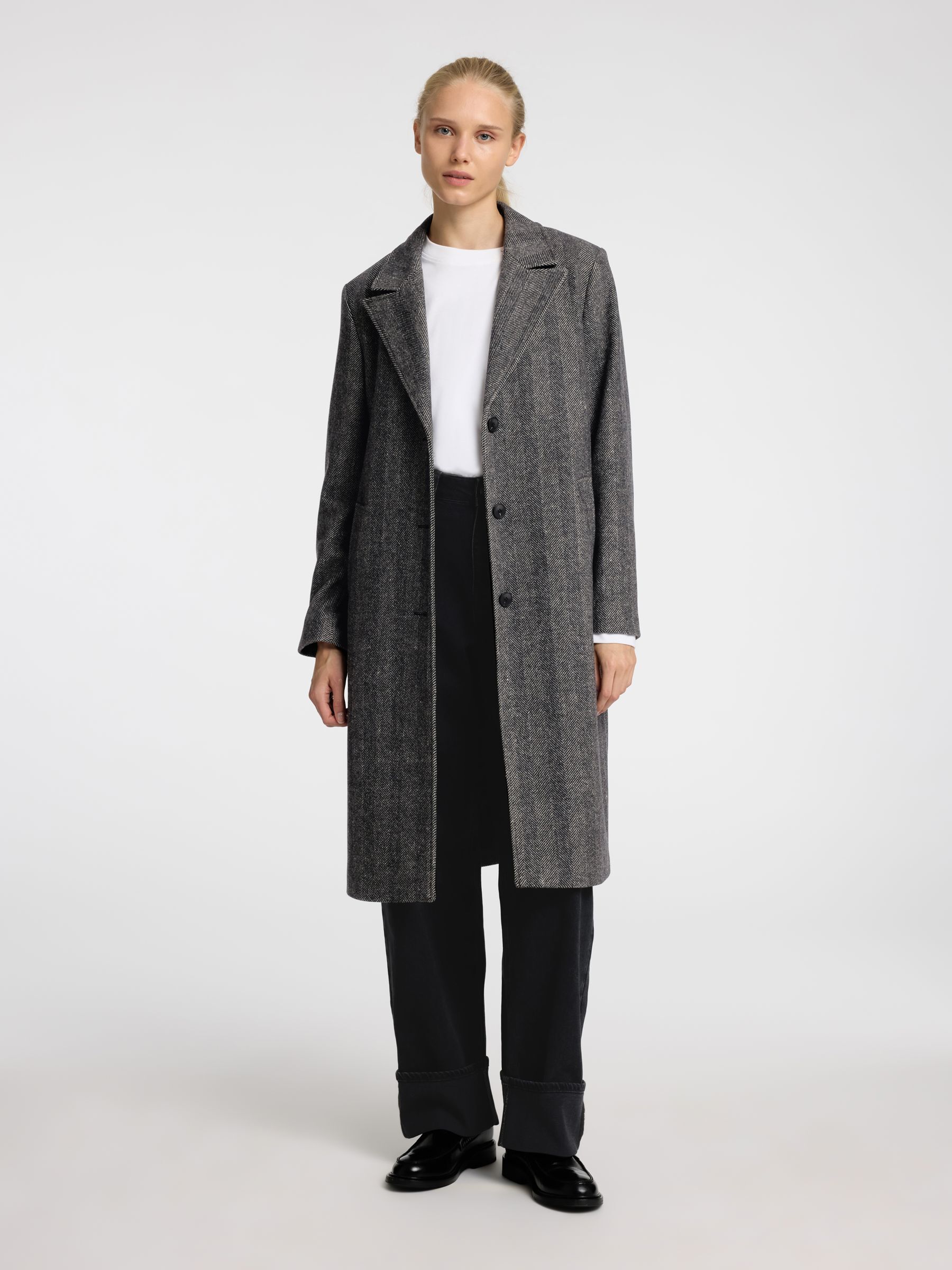 ULLBLANDING LANG KÅPE, Black, highres