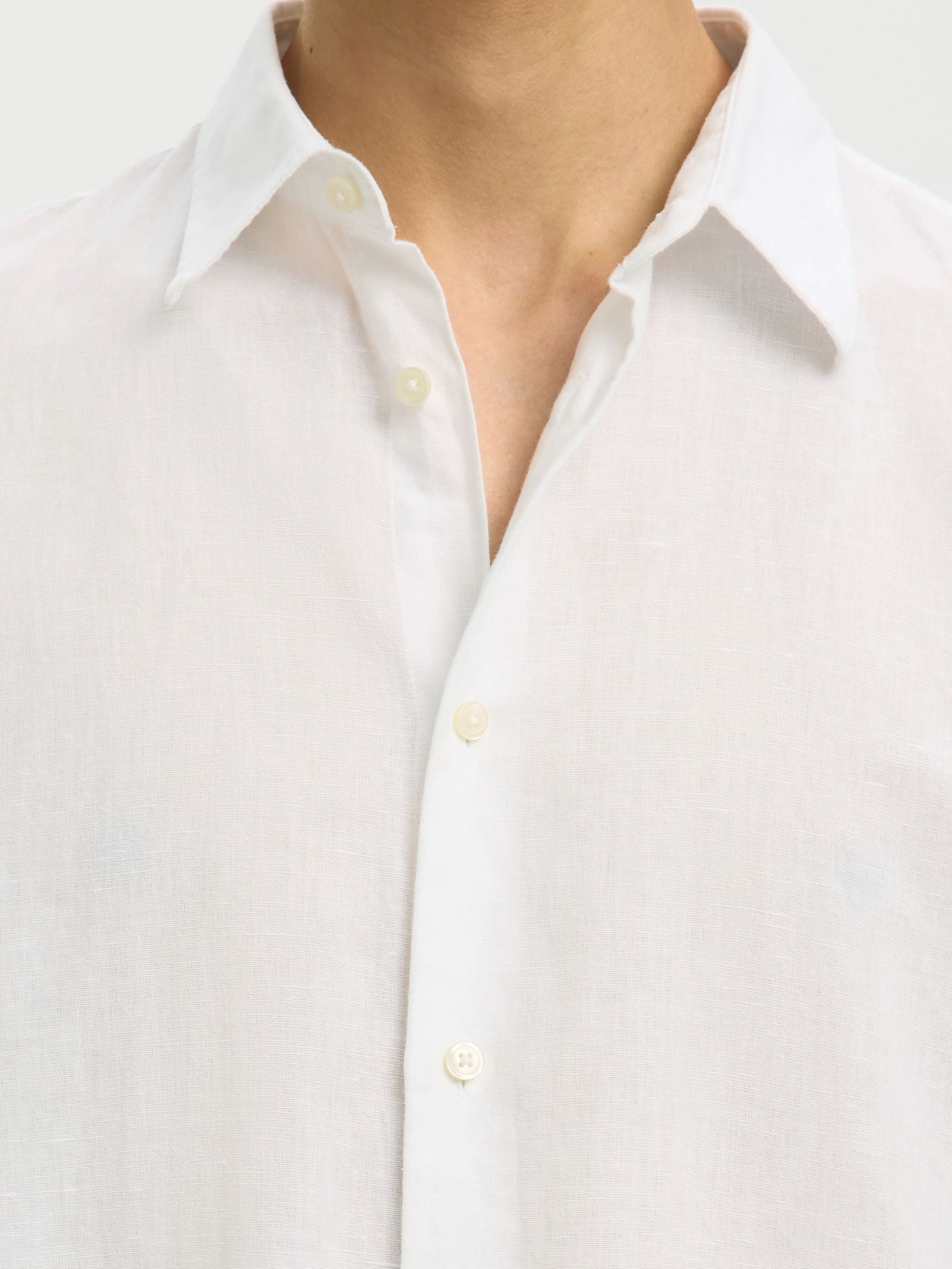 REGULAR FIT SKJORTE I LINBLANDING, Bright White, highres