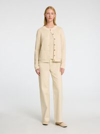 100% BOMULD STRIKKET CARDIGAN, Birch, highres