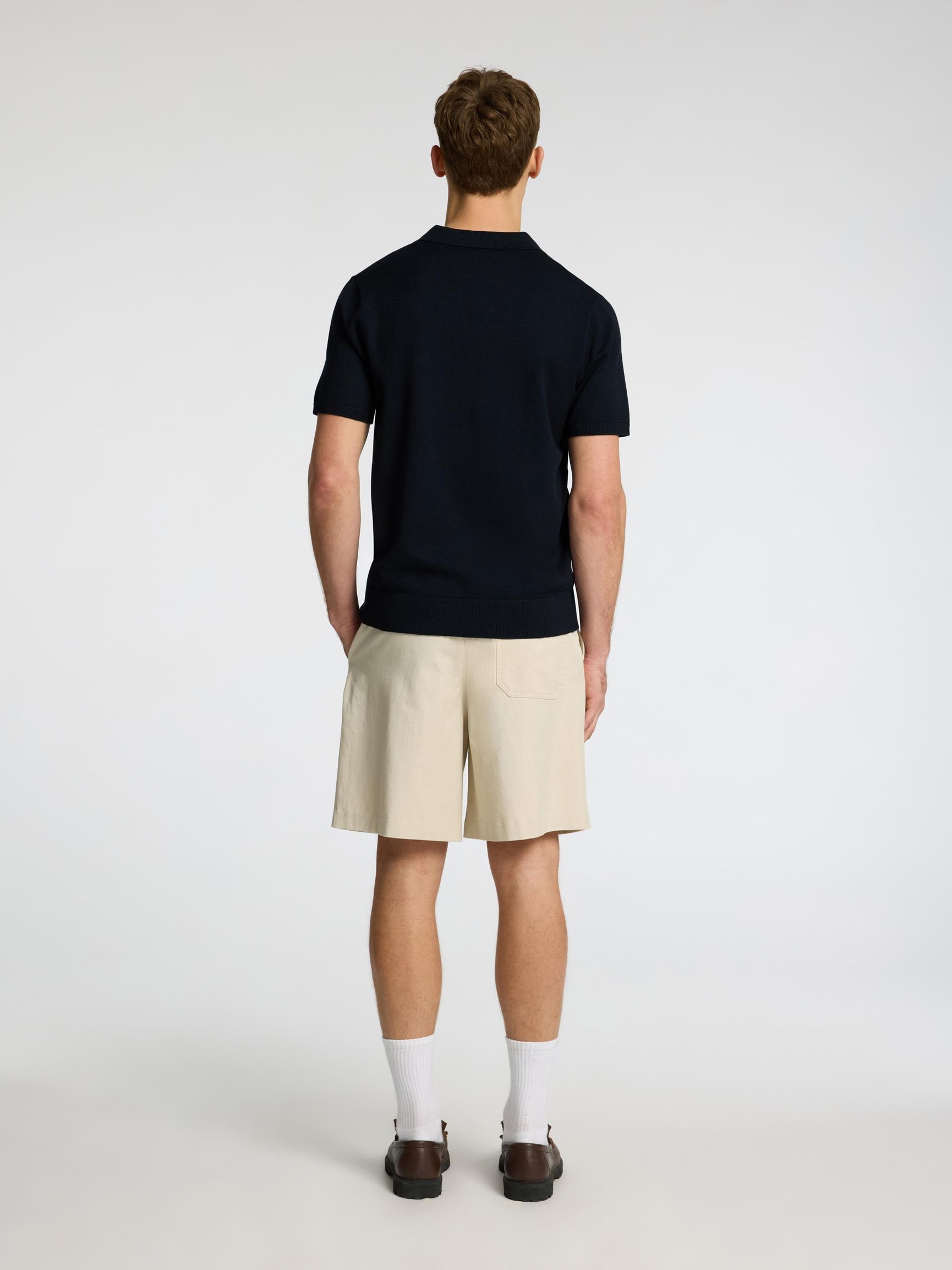 KNITTED KNITTED POLO SHIRT, Sky Captain, highres