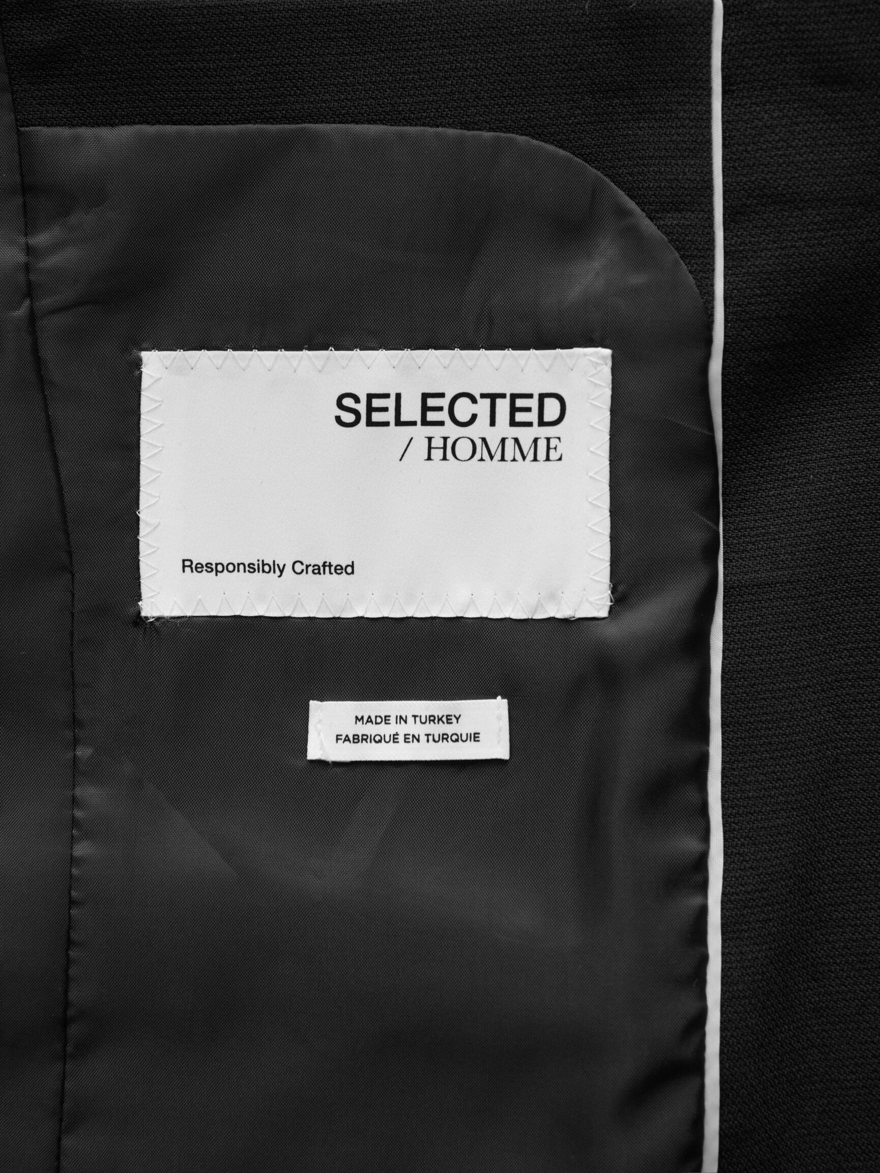 WOVEN WOOL BLEND BLAZER, Black, highres